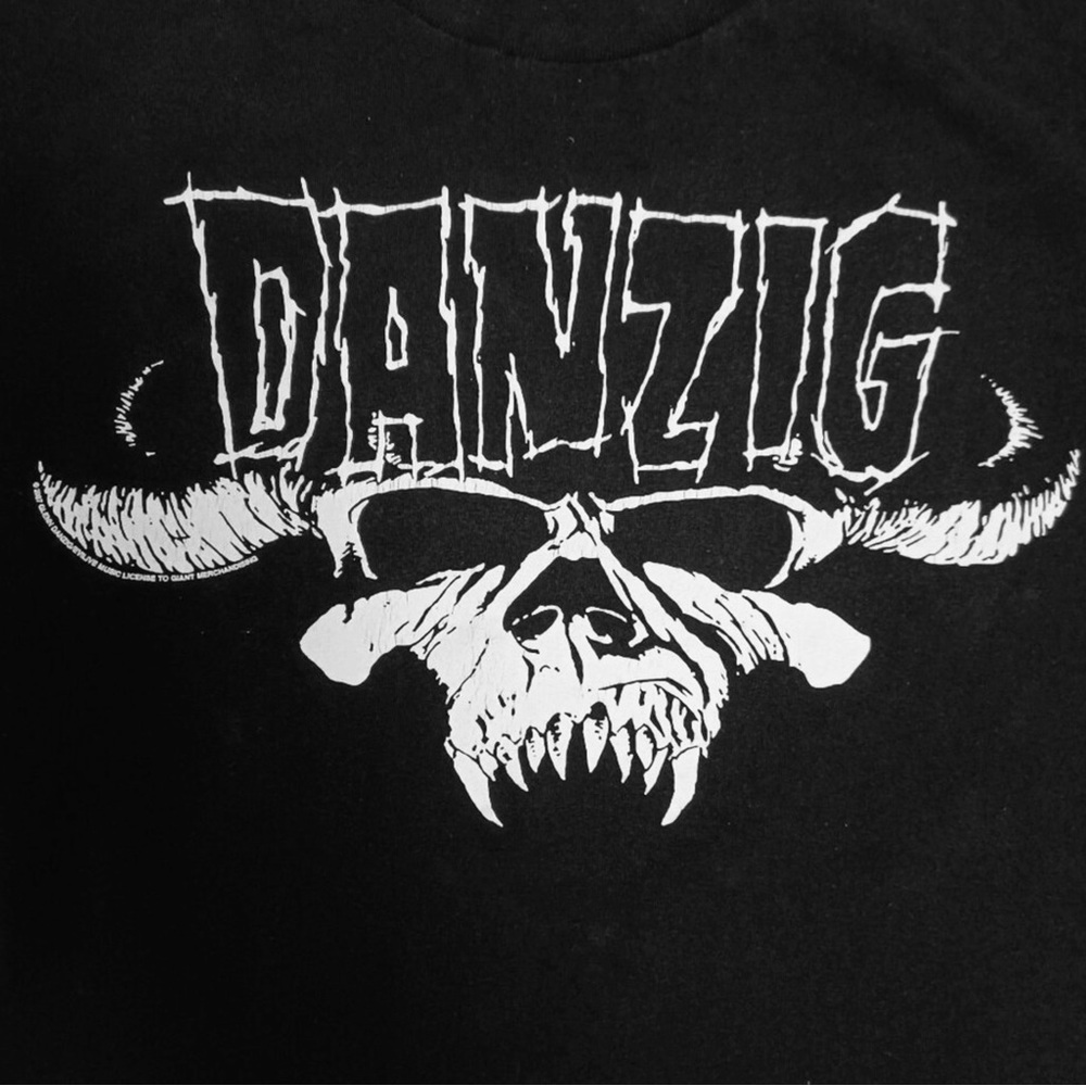 Danzig Giant Skull Logo Black & White Graphic Logo T Shirt Gildan 2007 Large